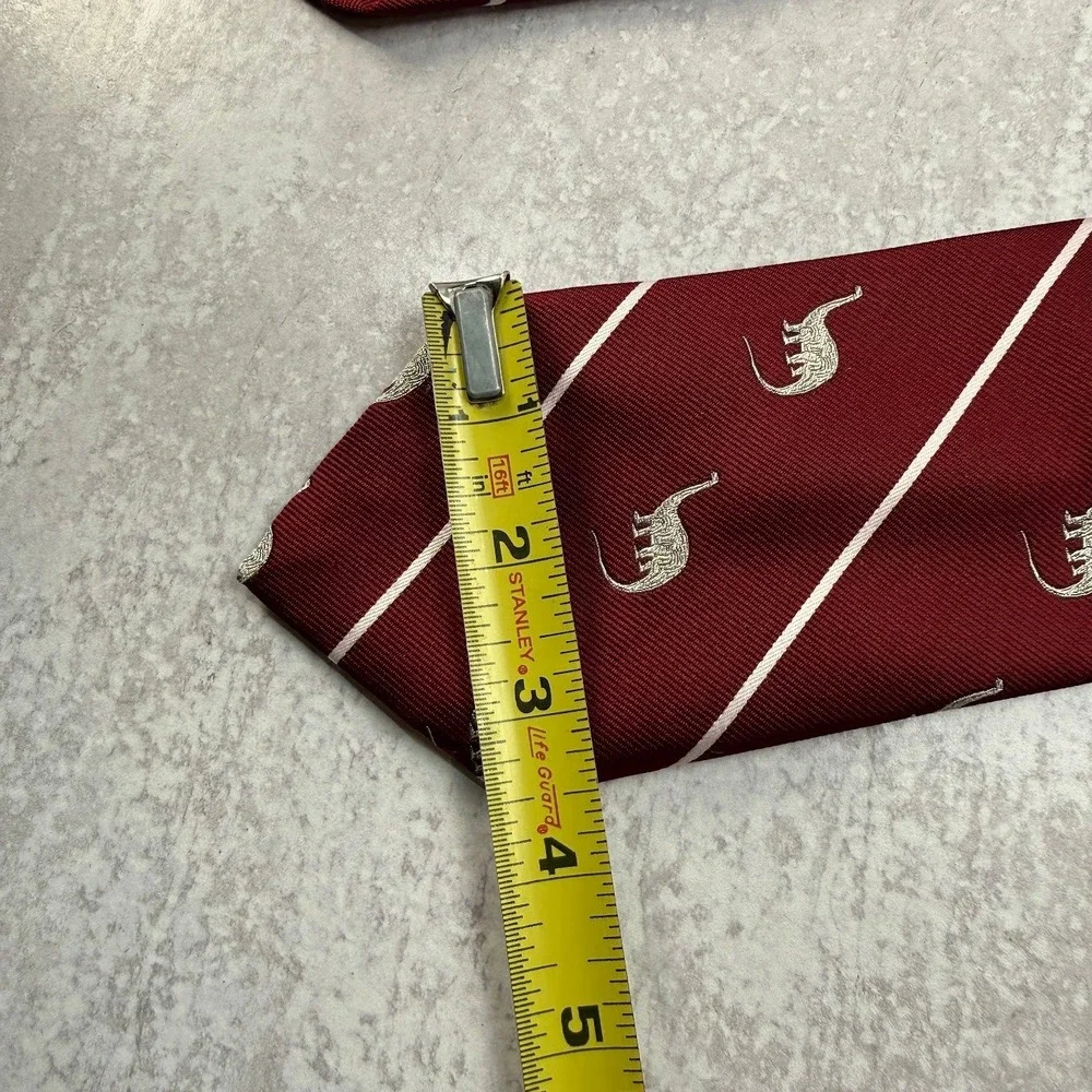 Smithsonian Institution Red White Stripe Apatosarus Silk Blend Tie Short Classic
